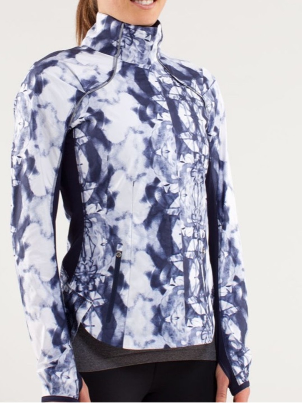 Lululemon Run: Essential Jacket II Ink Blot White Deep Indigo Deep Indigo Sz 4